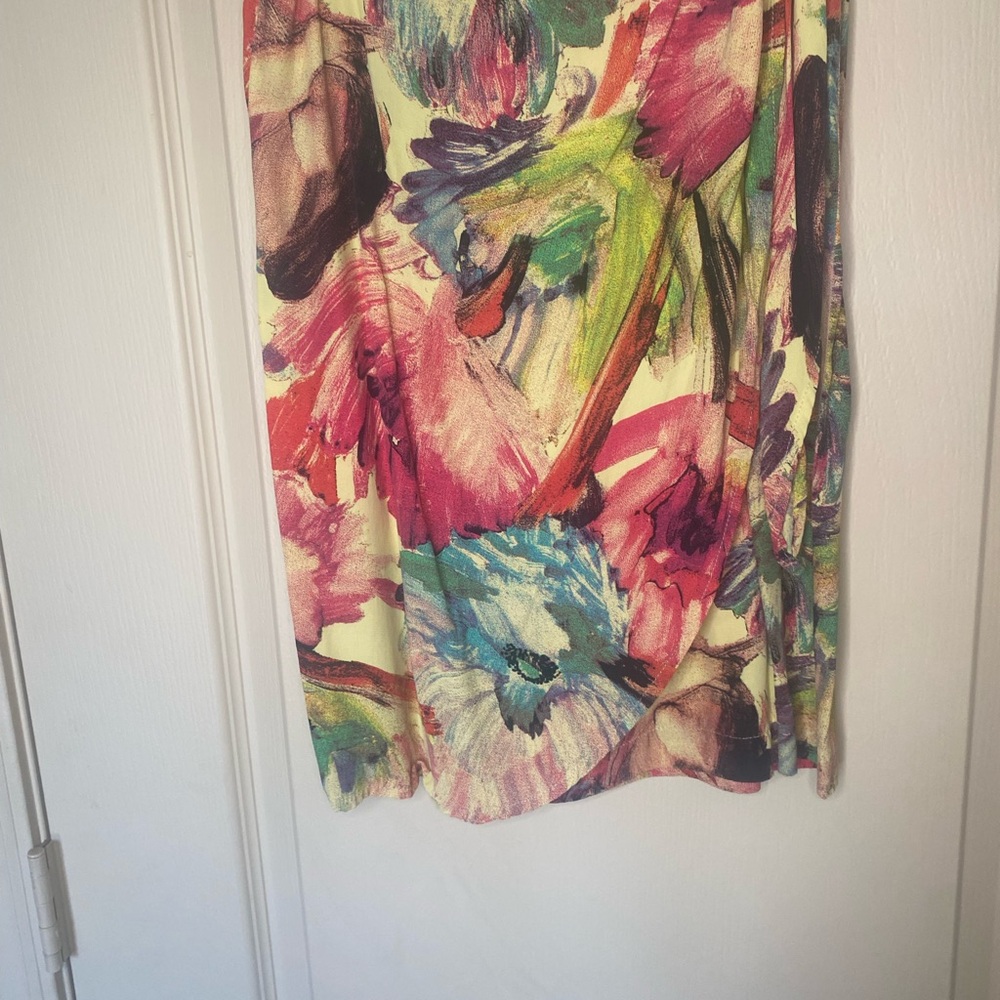 L. Bates Abstract Floral Wrap Skirt Size M Rayon Summer - Picture 5 of 8